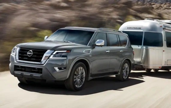 2023 Nissan Armada towing an airstream | Wood Nissan of Lee's Summit in Lee's Summit MO